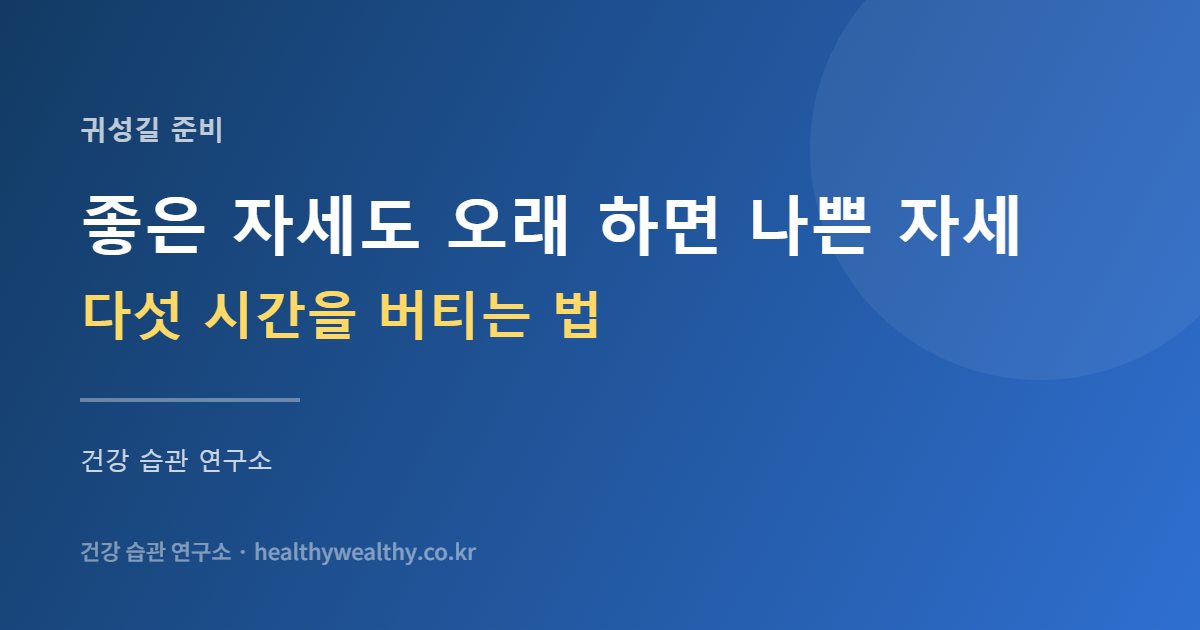 귀성길 다섯 시간 뒤 허리가 아픈 건 자세 때문이 아닙니다 — 움직이지 않은 시간 때문입니다